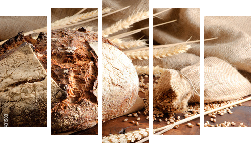 Tradycyjny chleb - Obraz pięcioczęściowy, Pentaptyk