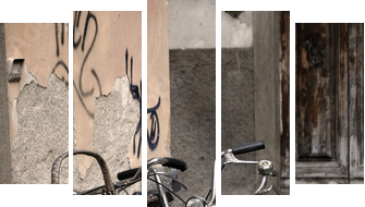 Włoscy w starym stylu bicykle w Lucca, Tuscany - Obraz pięcioczęściowy, Pentaptyk