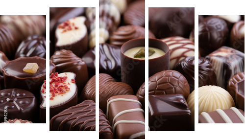 Praliny - czekoladowa rozkosz - Obraz pięcioczęściowy, Pentaptyk