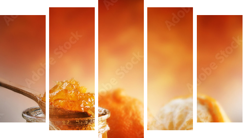Domowy dżem pomarańczowy - Obraz pięcioczęściowy, Pentaptyk