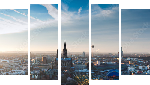 Katedra w Kolonii i panorama miasta - Obraz pięcioczęściowy, Pentaptyk
