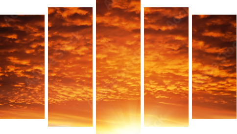 kolej na zachód słońca - Obraz pięcioczęściowy, Pentaptyk