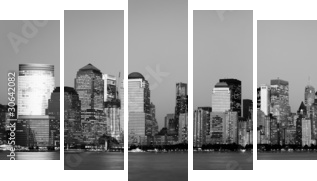 Manhattan Financial District od Jersey - Obraz pięcioczęściowy, Pentaptyk