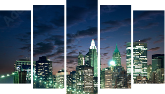 Nowy Jork po zachodzie słońca - Obraz pięcioczęściowy, Pentaptyk