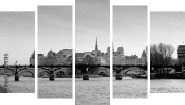 nasza pani z Paryża w czerni i bieli - Obraz pięcioczęściowy, Pentaptyk