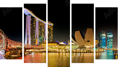 Marina Bay Singapur panorama - Obraz pięcioczęściowy, Pentaptyk