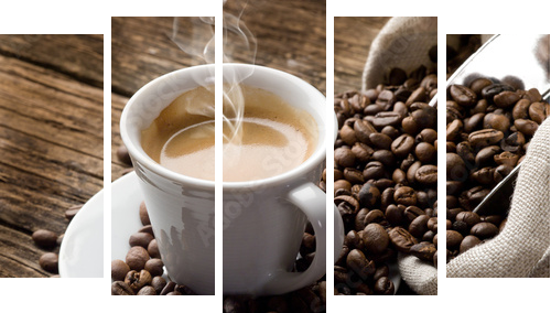gorąca kawa - parzona kawa - Obraz pięcioczęściowy, Pentaptyk