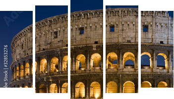 Nocne Koloseum, Rzym - Obraz pięcioczęściowy, Pentaptyk