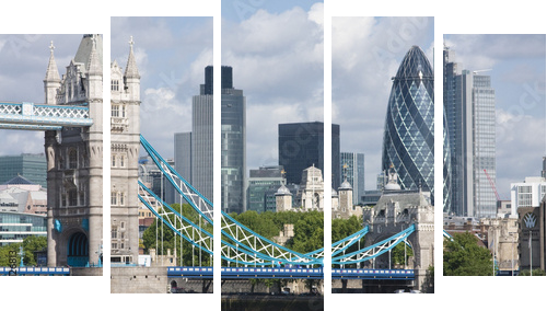 Tower Bridge and the Gherkin - Obraz pięcioczęściowy, Pentaptyk