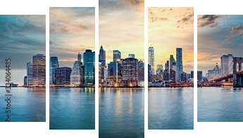 Panorama Nowego Jorku – Manhattan - Obraz pięcioczęściowy, Pentaptyk