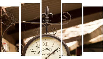 Zegar kolejowy - Obraz pięcioczęściowy, Pentaptyk