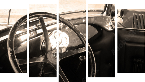 wnętrze rocznika samochodu - Obraz pięcioczęściowy, Pentaptyk