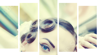 portret w stylu vintage - Obraz pięcioczęściowy, Pentaptyk