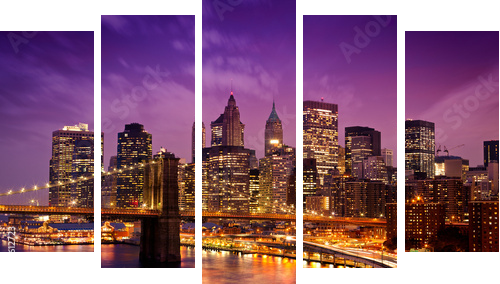 Nowy Jork Manhattan Pont de Brooklyn - Obraz pięcioczęściowy, Pentaptyk