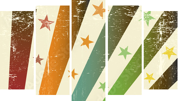 retro multicolor flaga grunge - Obraz pięcioczęściowy, Pentaptyk