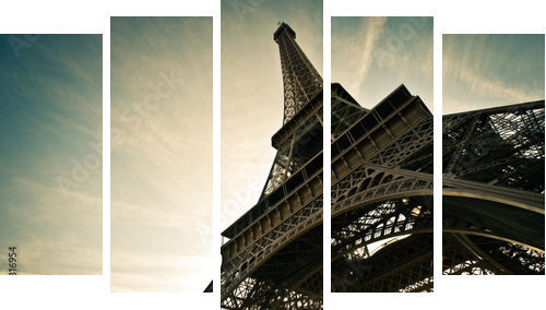 Tour Eiffel Paryż Francja - Obraz pięcioczęściowy, Pentaptyk