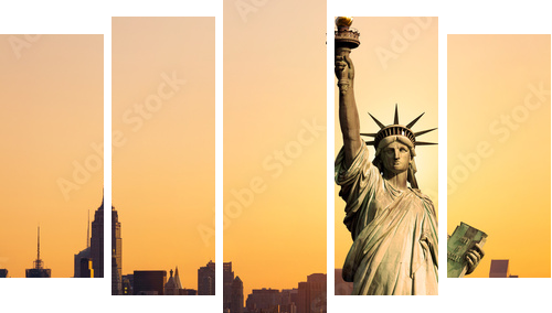 Statua Wolności w Nowym Jorku - Obraz pięcioczęściowy, Pentaptyk