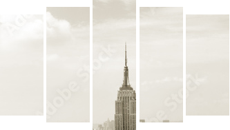 Panorama Manhattan w sepii - Obraz pięcioczęściowy, Pentaptyk