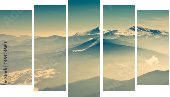 Sceniczny widok zim góry - Obraz pięcioczęściowy, Pentaptyk