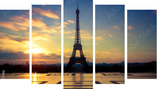 Tour Eiffel Paryż Francja - Obraz pięcioczęściowy, Pentaptyk