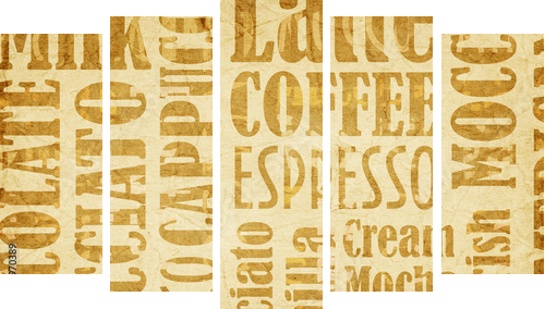 stary tło kawy - Obraz pięcioczęściowy, Pentaptyk
