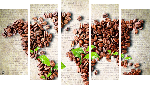 Kawa na całym świecie - Obraz pięcioczęściowy, Pentaptyk