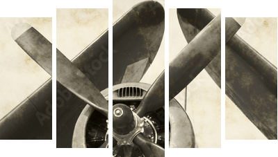 Wojenny granatowy samolot ze złożonymi skrzydłami - Obraz pięcioczęściowy, Pentaptyk