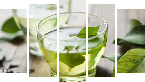 Zielona herbata - Obraz pięcioczęściowy, Pentaptyk