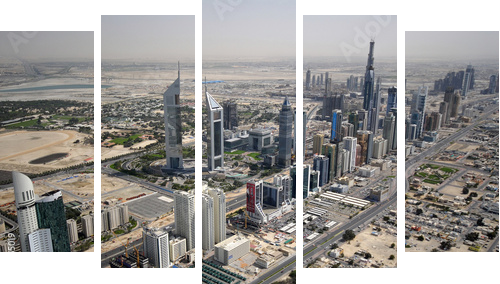 Sheikh Zayed Road In UAE, zaśmiecone zabytkami - Obraz pięcioczęściowy, Pentaptyk