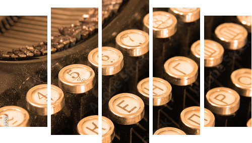 Klawiatura rocznika maszyna do pisania sepiowy - Obraz pięcioczęściowy, Pentaptyk