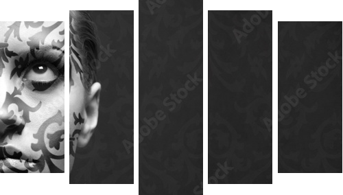 portret dziewczynki z make-up - Obraz pięcioczęściowy, Pentaptyk