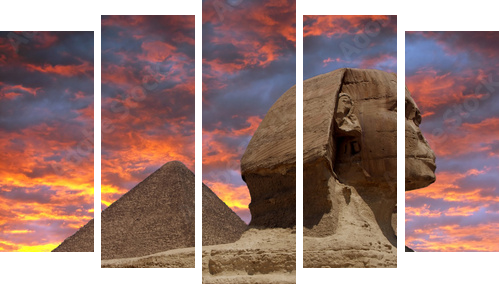 Piramida i Sfinks w Giza, Kair - Obraz pięcioczęściowy, Pentaptyk