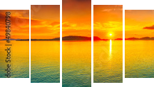 Panorama zachodu słońca - Obraz pięcioczęściowy, Pentaptyk