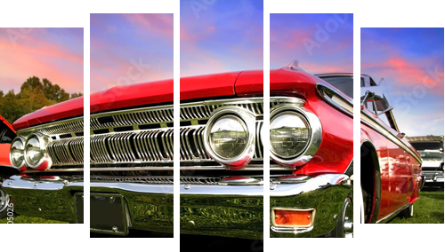 Red Muscle Car - Obraz pięcioczęściowy, Pentaptyk
