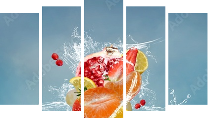 Mieszane świeże owoce - Obraz pięcioczęściowy, Pentaptyk
