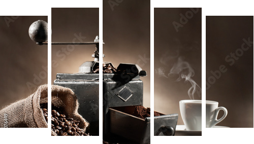 młynek do kawy - Obraz pięcioczęściowy, Pentaptyk
