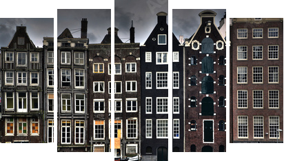 Domy Amsterdamu - Obraz pięcioczęściowy, Pentaptyk