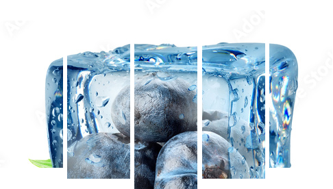 Kostki lodu i jagód - Obraz pięcioczęściowy, Pentaptyk