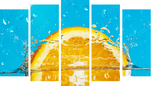 pomarańczowy z odpryskami - Obraz pięcioczęściowy, Pentaptyk
