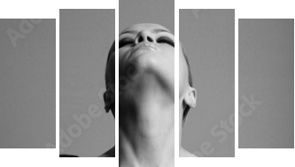 naga elegancka dziewczyna z rękawiczkami. Fotografia mody studyjnej. - Obraz pięcioczęściowy, Pentaptyk