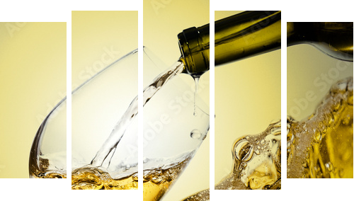 białe wino - Obraz pięcioczęściowy, Pentaptyk