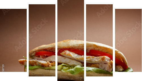 Grillowana kanapka z kurczakiem - Obraz pięcioczęściowy, Pentaptyk