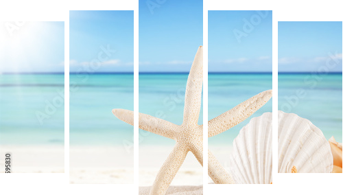 Lato plaża tło - Obraz pięcioczęściowy, Pentaptyk