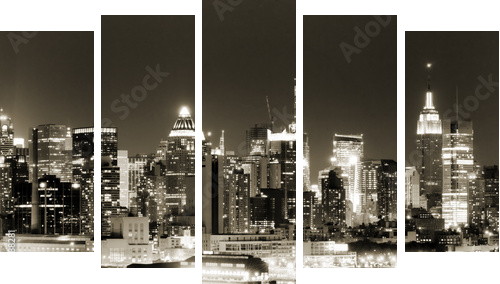 Manhattan West side at night - Obraz pięcioczęściowy, Pentaptyk