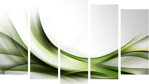 zielona abstrakcja na szarym tle - Obraz pięcioczęściowy, Pentaptyk