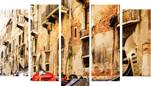 Tradycyjna przejażdżka gandolą w Wenecji - Obraz pięcioczęściowy, Pentaptyk