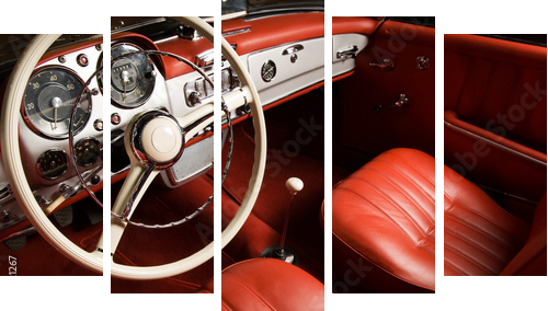 Luksusowe wnętrze samochodu - Obraz pięcioczęściowy, Pentaptyk