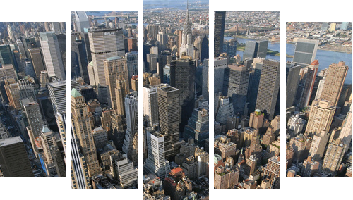 WIDOK LOTNICZY MANHATTAN (NOWY JORK, USA) - Obraz pięcioczęściowy, Pentaptyk