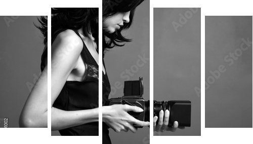 Fasonuje portret młoda fotografuje dama - Obraz pięcioczęściowy, Pentaptyk