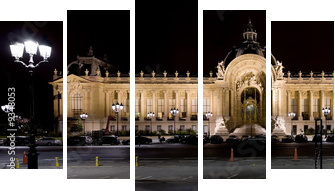 Petit Palais (Mały Pałac) w Paryżu w nocy - Obraz pięcioczęściowy, Pentaptyk